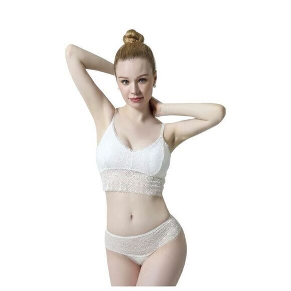 NEW Comfortable Lace Bralette Panty Set With Removable Pads Lingerie For Women - Picture 1 of 10